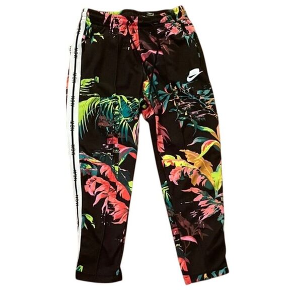 Nike Sportswear Tropicano Black Floral Track Pants Mens Size Medium NSW - Picture 1 of 14